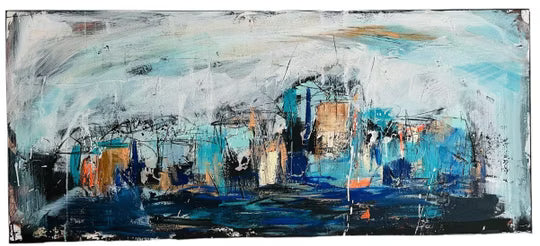 Blue Skyline New York in Acryl Mixed Media 70cm x 160cm